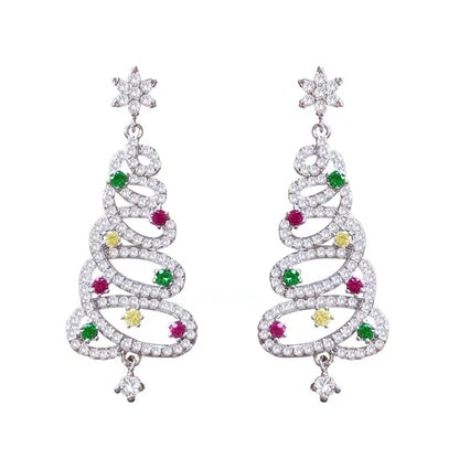 Boucles d'oreilles strass sapin de Noël