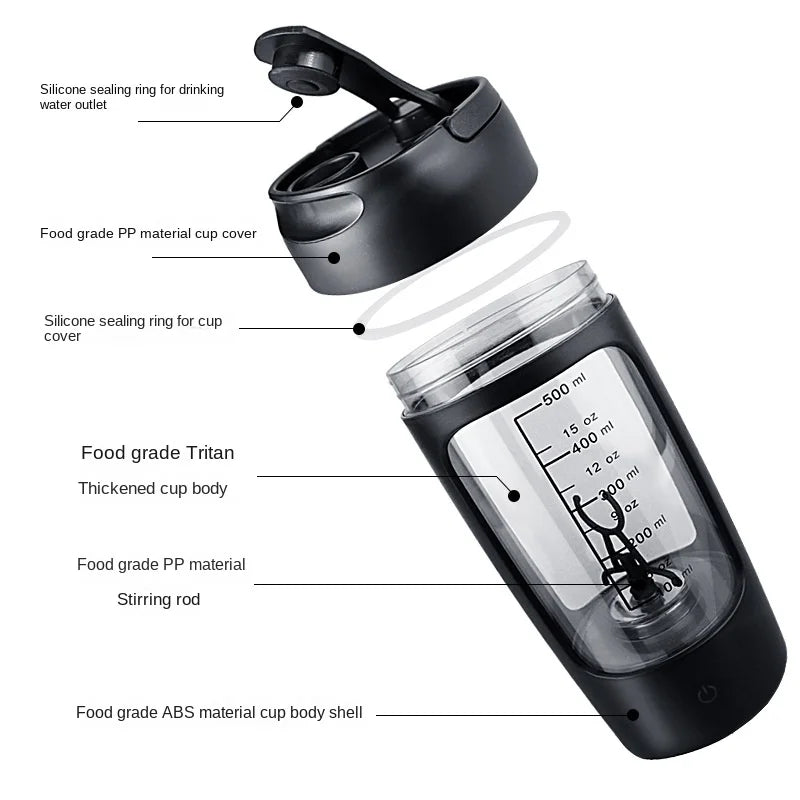 Bouteille de Shaker Électrique Portable pour Protéine en Poudre