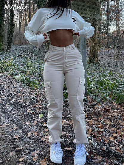 Pantalon cargo taille haute élégant