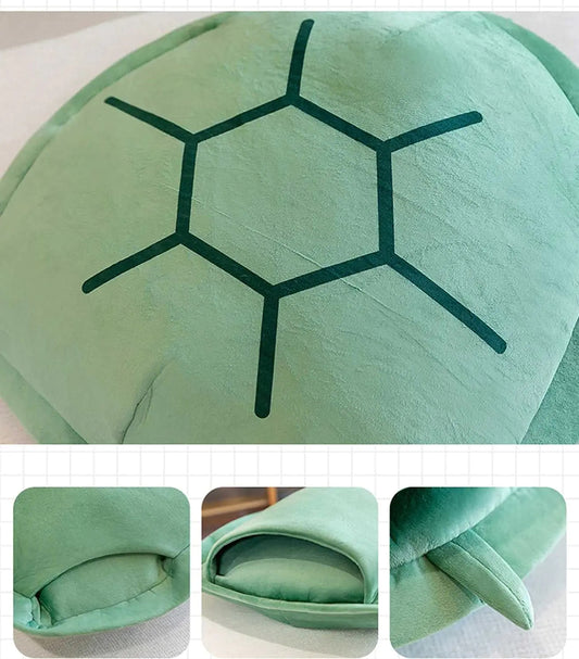 Oreillers verts portables en forme de carapace de tortue