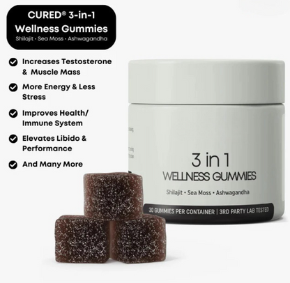 Gummies 3-en-1 de Shilajit pour hommes