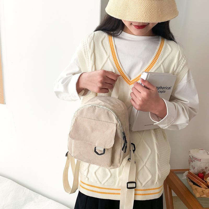 Adorable sac à dos en velours côtelé avec petite trousse de maquillage