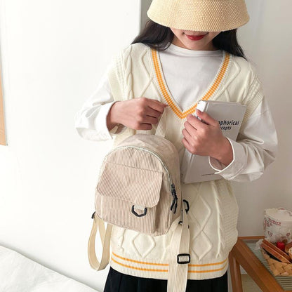 Adorable sac à dos en velours côtelé avec petite trousse de maquillage