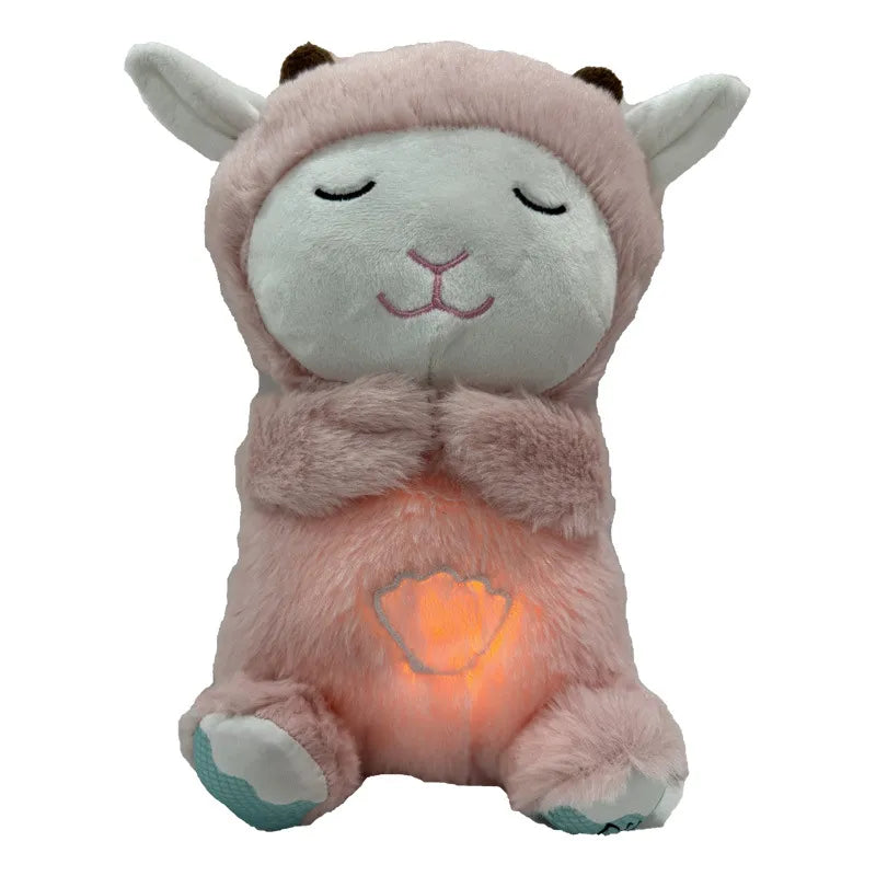 Breathing plush lamb toy in pink - 32cm cuddly comfort toy