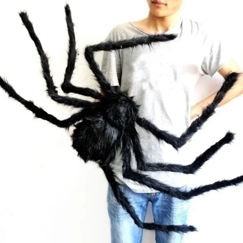 Halloween Big Plush Spider Horror Halloween Decoration Party Prop Outdoor Giant Spider Decor 30-200cm Chamber Prank Black Spider