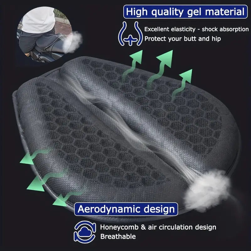 Coussin de siège de moto en gel avec structure en nid d'abeille