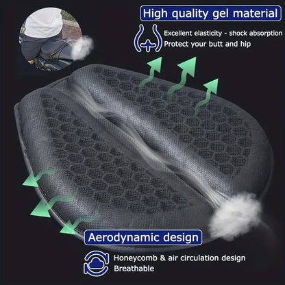 Coussin de siège de moto en gel avec structure en nid d'abeille