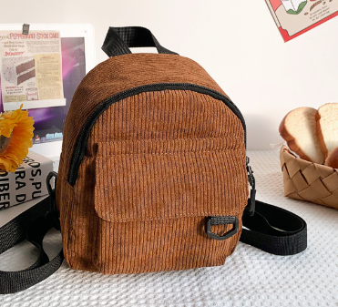 Adorable sac à dos en velours côtelé avec petite trousse de maquillage
