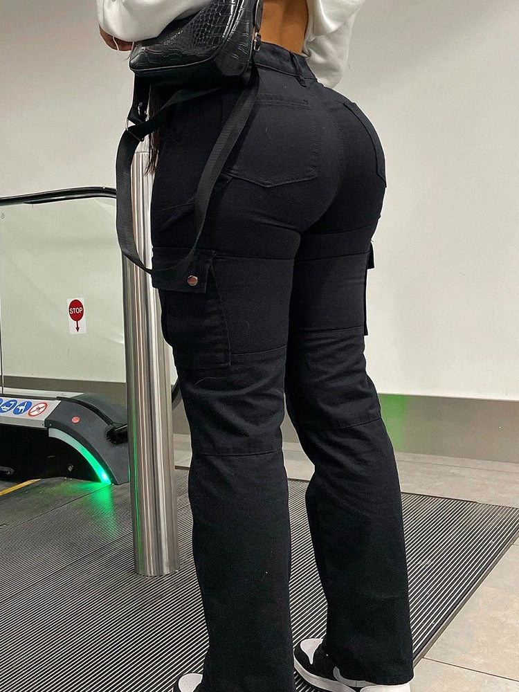 Pantalon cargo taille haute élégant