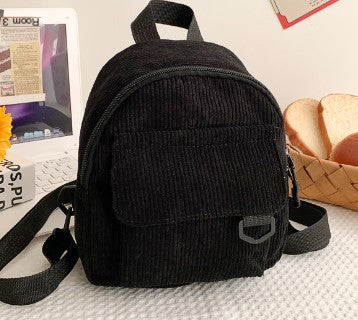 Adorable sac à dos en velours côtelé avec petite trousse de maquillage